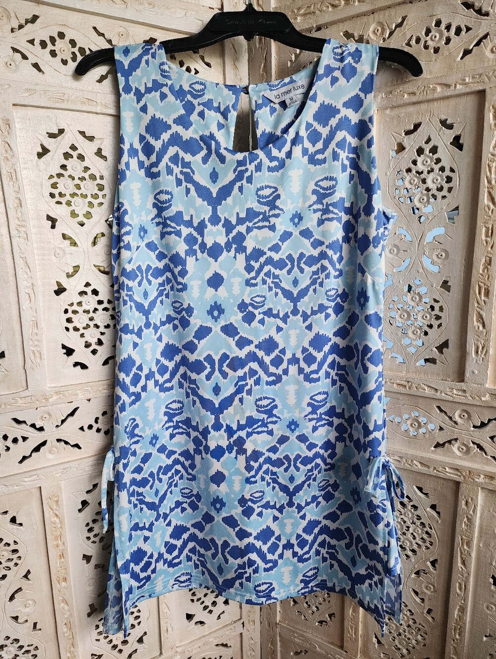 La Mer Luxe Sleeveless Romper Dress- Size Medium- Blue, White